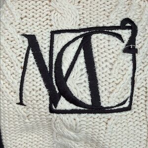 tentree Organic Cotton Cable Blanket. Custom MC2 on this cream Knit Blanket